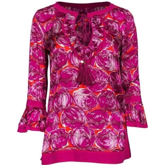 SOLD on eBay: Tory Burch Gwenna Tunic in Pink/Habanero Pepper, Size 0 - Picture 1 of 5